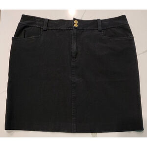 Chaps Black Dress Career Straight Skirt Stretch Pockets Gold Button Women's 14